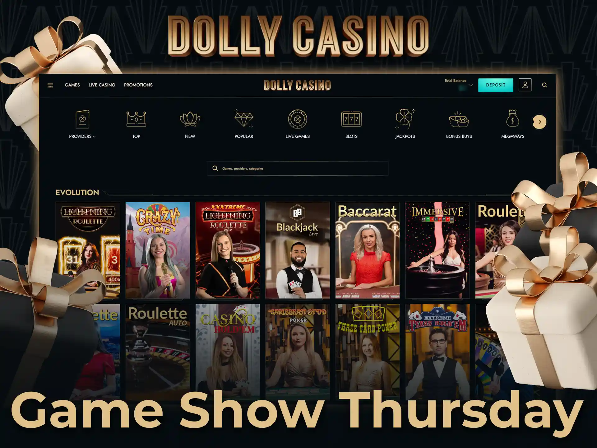 Every Thursday, players can get a reward voucher for selected game shows at the casino.