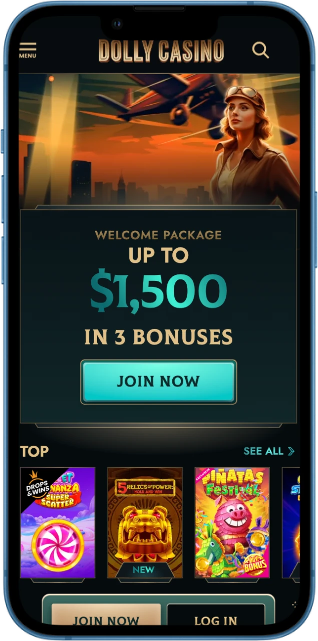 Open the official Dolly Casino site on your iPhone.