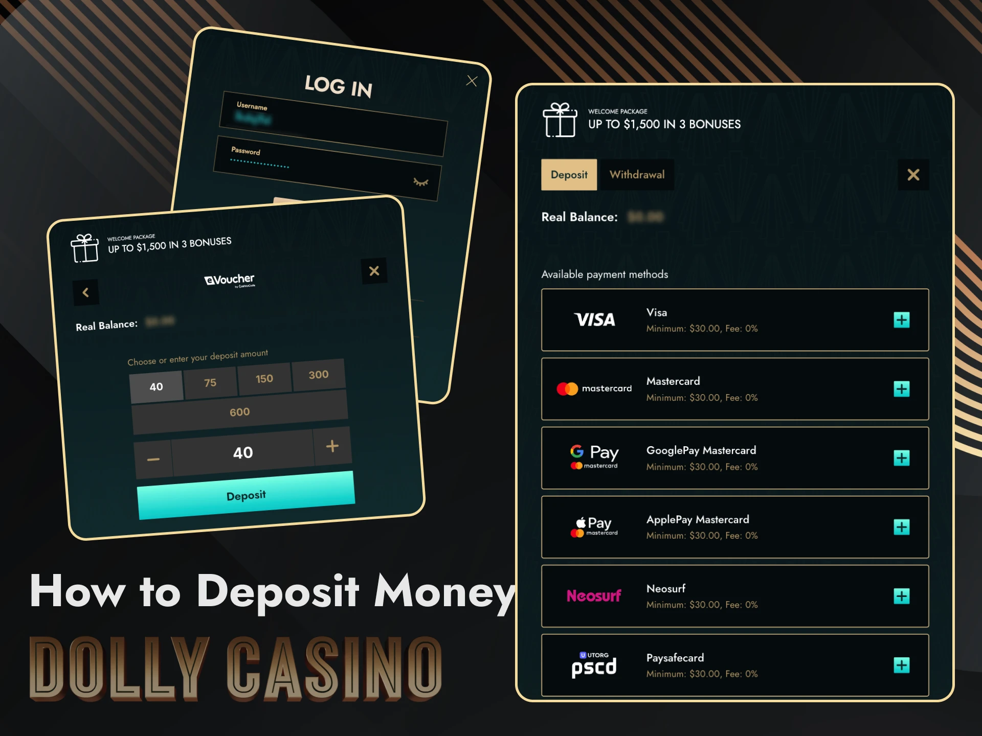 The procedure of depositing at Dolly Casino does not take much time and is described step by step in the instructions.