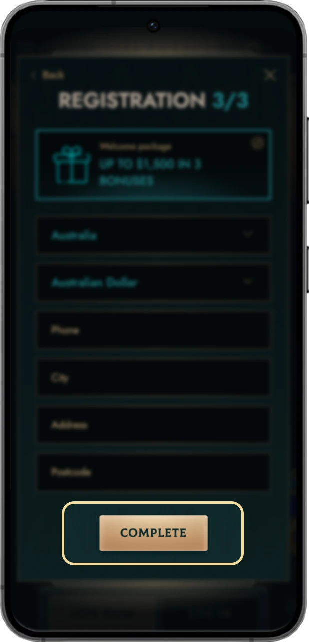 Click the button to complete registration.